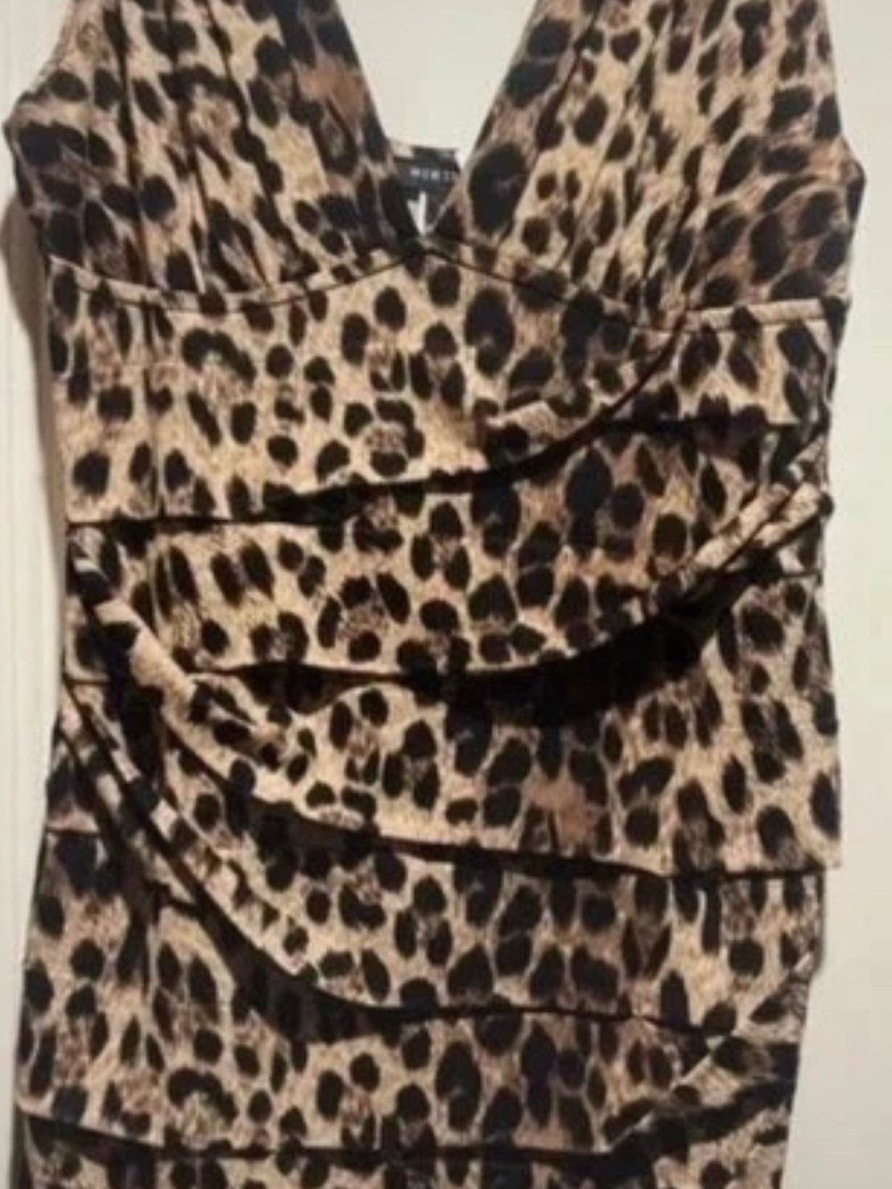 Nikibiki Leopard Print Tiered V-Neck Dress - Brown & Black